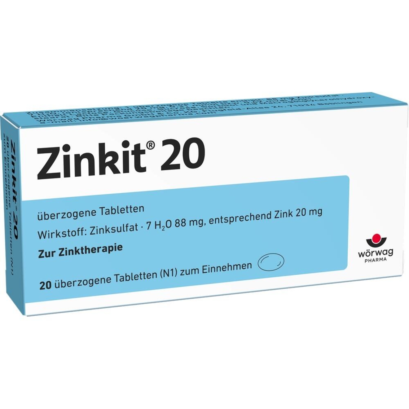 ZINKIT 20 ÜBERZOGENE TABLETTEN, 20 STUECK schon ab 6.83 EUR, PZN 04435255