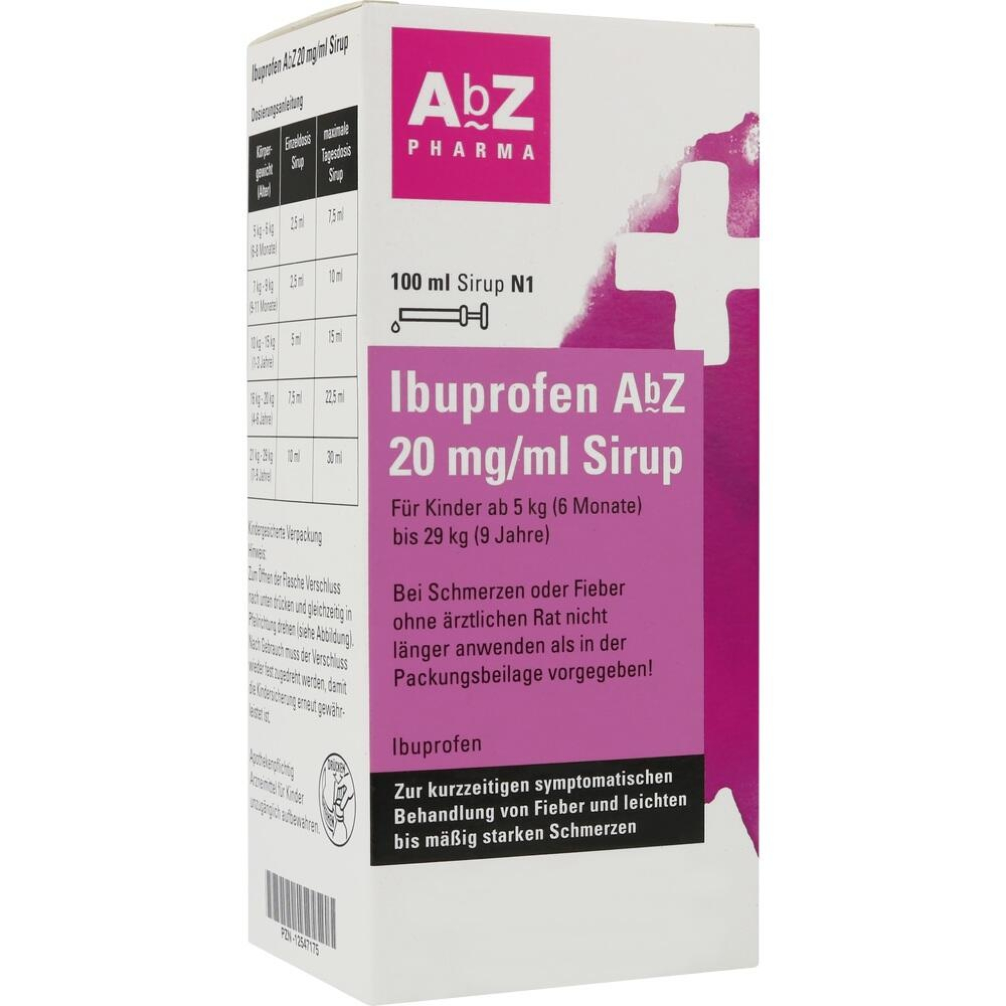 IBUPROFEN ABZ 20 MG/ML SIRUP, 100 STUECK schon ab 2.63 EUR, PZN 12547175